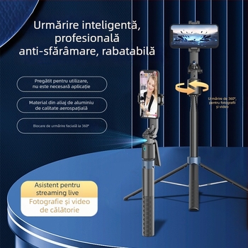 Q13 Urmărire AI facială inteligentă, selfie stick 360° cu patru picioare și mâner pentru fotografie în aer liber, urmărire cu gimbal (corp din aliaj; telecomandă; Bluetooth; personalizare)