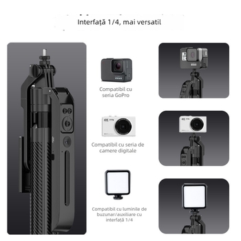 Selfie stick cu gimbal AI pentru urmărire facială, 360° rotație, corp din aliaj de aluminiu, telecomandă inclusă, Bluetooth