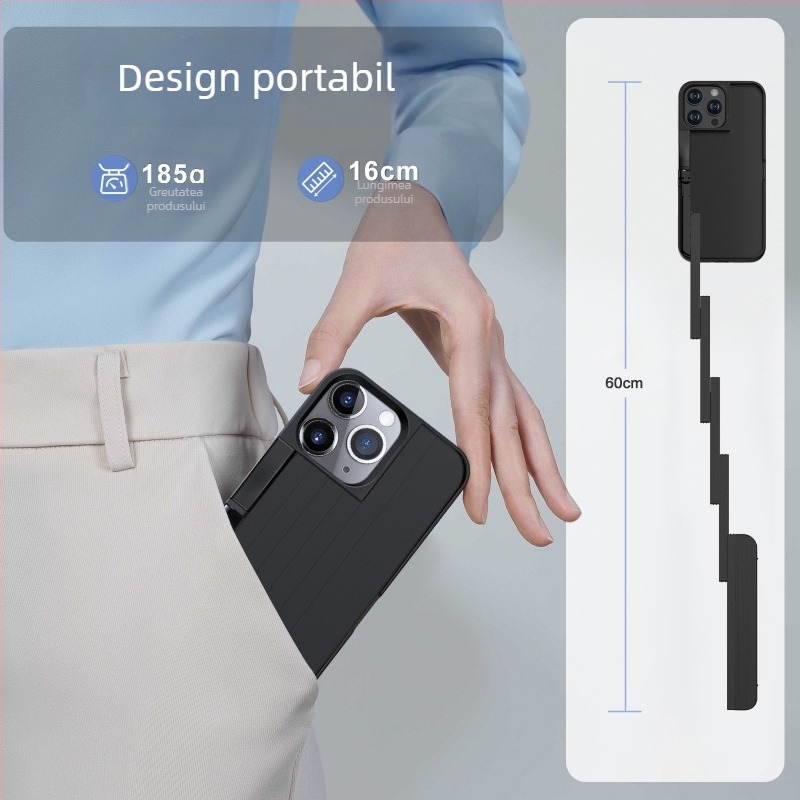 Carcasă pentru telefon 3 în 1 din aliaj de aluminiu cu selfie stick Bluetooth – compatibilitate universală, telecomandă inclusă, posibilitate de personalizare