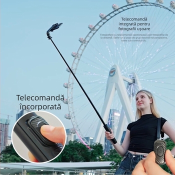 Stativ selfie Bluetooth pentru telefon T1 cu bază de podea – aliaj de aluminiu, extensibil, telecomandă inclusă, potrivit pentru exterior, acasă, birou și live