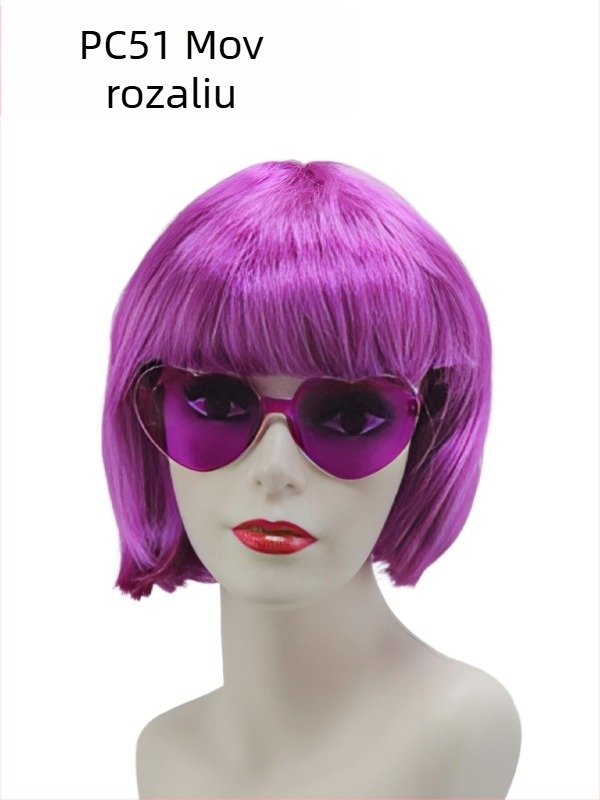 Perucă pentru păr scurt drept, tunsoare bob cu breton, pentru femei, material: mătase autohtonă