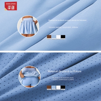 Fustă sport de damă cu uscare rapidă, țesătură cu patru direcții; 97% poliester, 3% elastan; căptușeală nylon/elastan 78/22; căptușeală cu plasă; buzunar cu clapă; potrivită pentru alergare, tenis, fitness