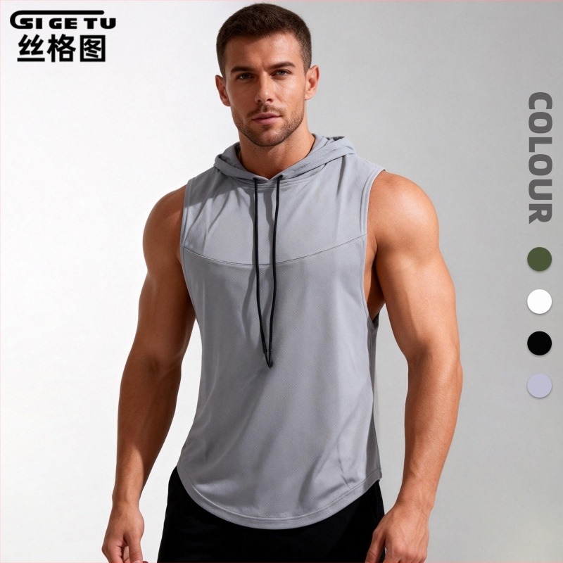 Vesta cu glugă pentru baschet bărbați – respirabilă, uscare rapidă, absorbție a umezelii, 100% poliester