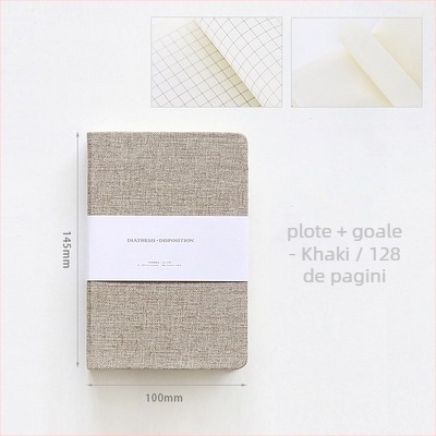 Bloc-notes cu copertă din țesătură, jurnal personalizabil, pagini în grilă, hârtie offset 100 g/m²