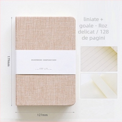 Bloc-notes cu copertă din țesătură, jurnal personalizabil, pagini în grilă, hârtie offset 100 g/m²