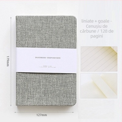 Bloc-notes cu copertă din țesătură, jurnal personalizabil, pagini în grilă, hârtie offset 100 g/m²