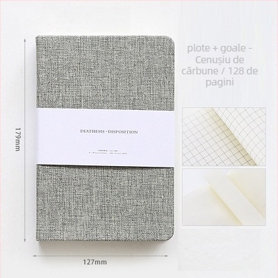 Bloc-notes cu copertă din țesătură, jurnal personalizabil, pagini în grilă, hârtie offset 100 g/m²