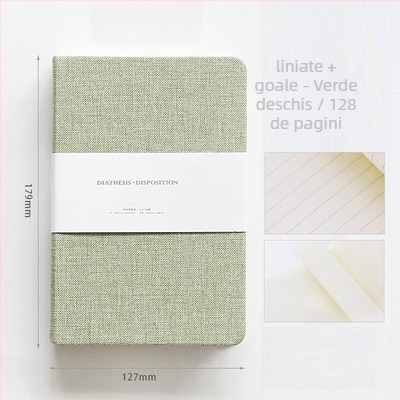 Bloc-notes cu copertă din țesătură, jurnal personalizabil, pagini în grilă, hârtie offset 100 g/m²