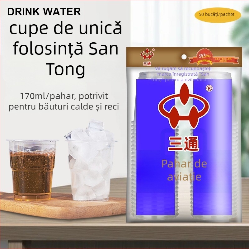 Pahar de plastic de unică folosință, dreptunghiular, capacitate 101–200 ml, din PP, pentru apă sau ceai; nu este compatibil cu cuptorul cu microunde.