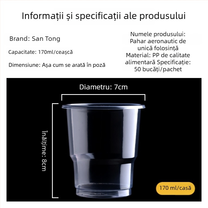 Pahar de plastic de unică folosință, dreptunghiular, capacitate 101–200 ml, din PP, pentru apă sau ceai; nu este compatibil cu cuptorul cu microunde.