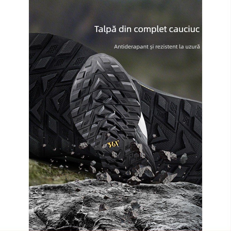 Pantofi de drumeție pentru bărbați 361° Yushan 3.0 – partea superioară textilă, talpă exterioară din cauciuc, talpă din cauciuc, rezistenți la abraziune