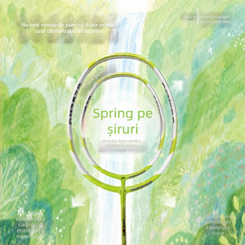 Rachetă de badminton – cadru din fibră de carbon, ultraușoară 75–79 g, mâner G5, rigiditate moderată, șnururi din nailon