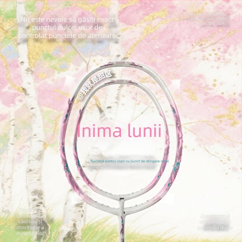 Rachetă de badminton – cadru din fibră de carbon, ultraușoară 75–79 g, mâner G5, rigiditate moderată, șnururi din nailon