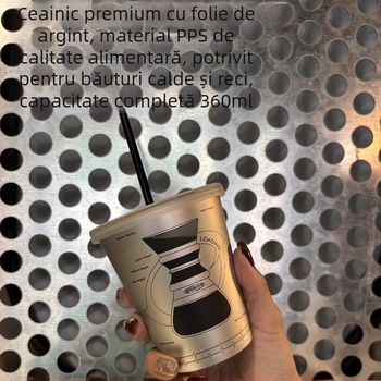 Pahar de cafea de unică folosință din PP, design texturat inspirat de influencer, 360 ml, potrivit pentru ambalare take-away băuturi reci, imprimare logo disponibil, nu este compatibil cu microunde