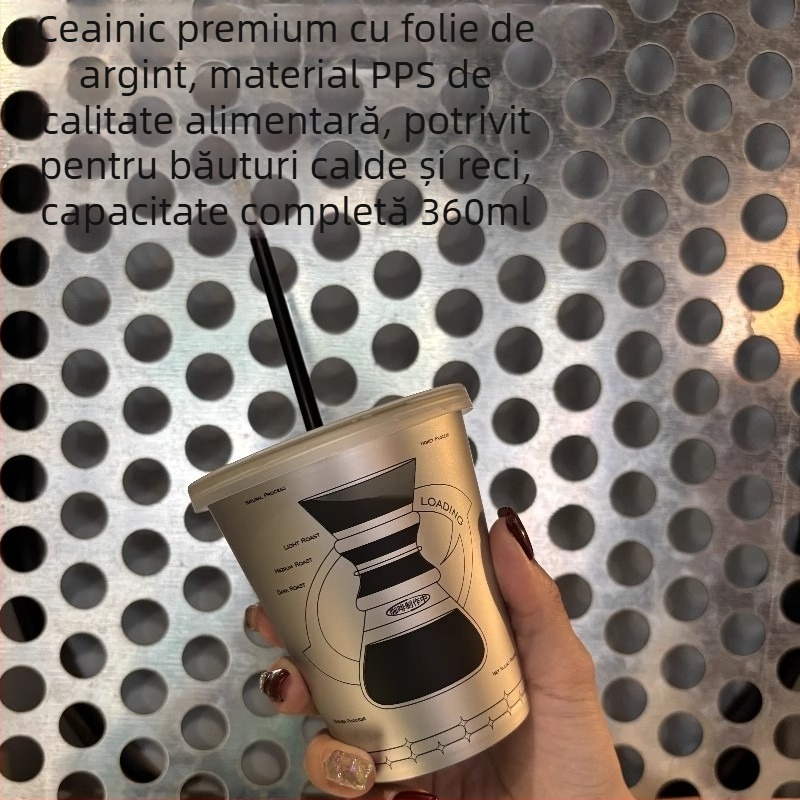 Pahar de cafea de unică folosință din PP, design texturat inspirat de influencer, 360 ml, potrivit pentru ambalare take-away băuturi reci, imprimare logo disponibil, nu este compatibil cu microunde