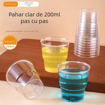 Liye cupă PS de unică folosință – rotundă, transparentă, 101–200 ml, imprimare logo posibilă, pentru ceai cu lapte