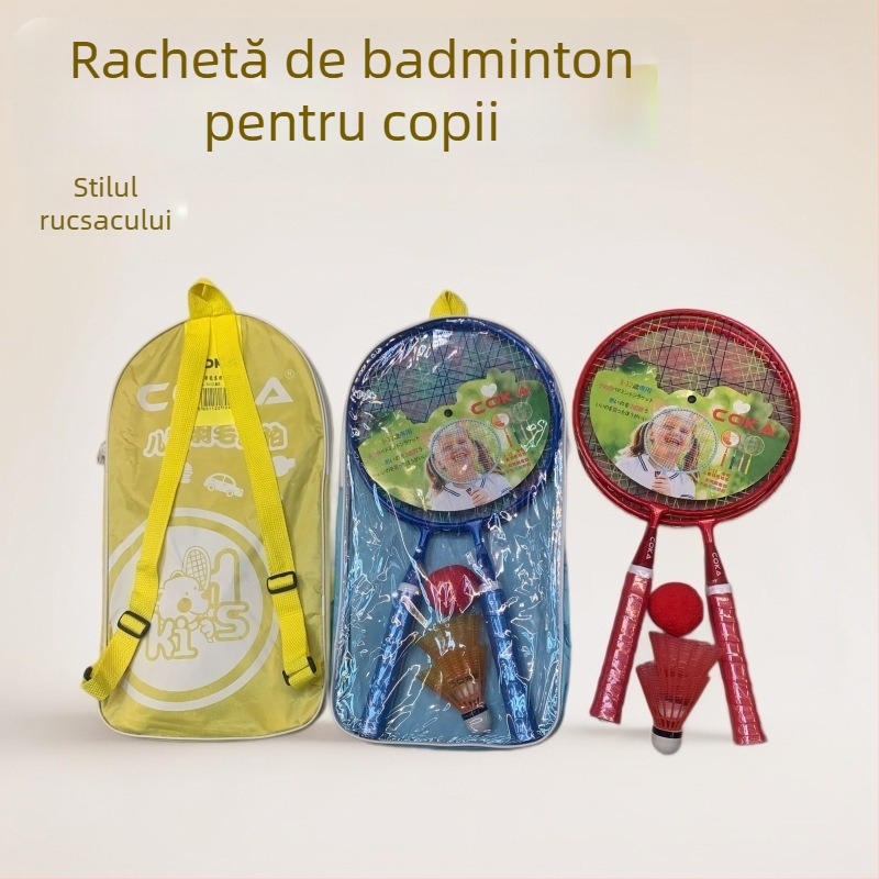 Set de badminton pentru copii cu mingi, 2 rachete pentru vârsta 3–5 ani, greutate 75–79 g, mâner G5, 3 mingi
