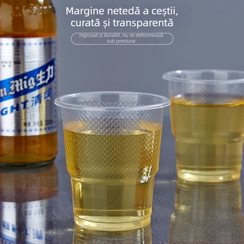 Pahar de unică folosință din plastic, fără miros, compatibil cu cuptorul cu microunde, capacitate 101–200 ml, material PP