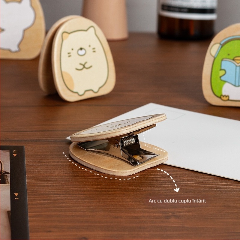 Suport pentru jurnal – lemn, stil japonez, clips pentru notițe și fotografii, suport pentru carduri (Material: Lemn; Stil: Japonez; Utilizare: Notițe/Fotografii/Carduri)