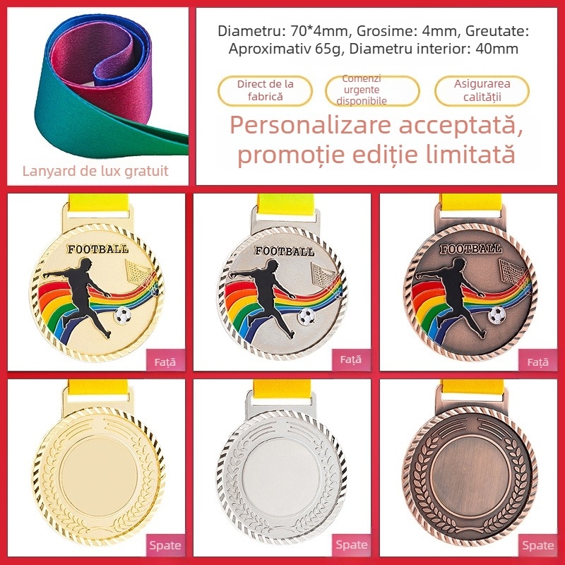 Medalii pentru evenimente sportive, personalizabile, aliaj de zinc, logo imprimat, greutate 30–70 g