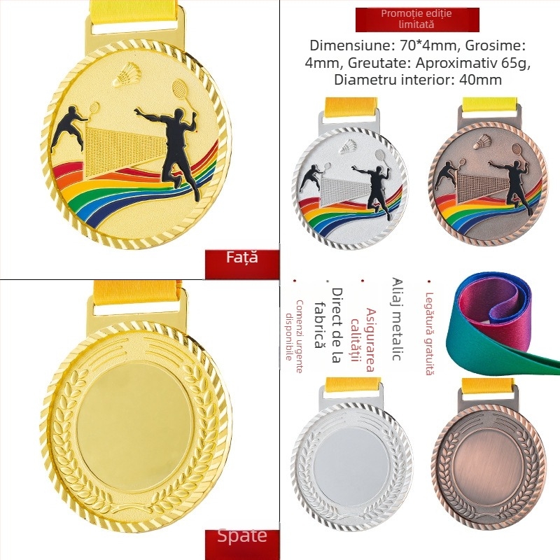 Medalii pentru evenimente sportive, personalizabile, aliaj de zinc, logo imprimat, greutate 30–70 g
