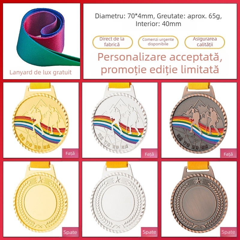 Medalii pentru evenimente sportive, personalizabile, aliaj de zinc, logo imprimat, greutate 30–70 g