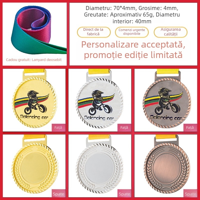 Medalii pentru evenimente sportive, personalizabile, aliaj de zinc, logo imprimat, greutate 30–70 g