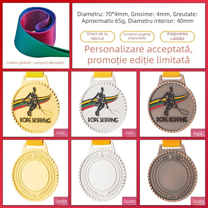 Medalii pentru evenimente sportive, personalizabile, aliaj de zinc, logo imprimat, greutate 30–70 g