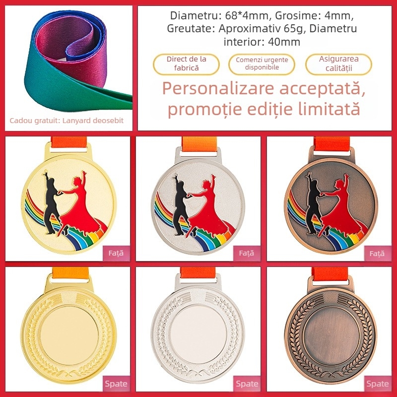 Medalii pentru evenimente sportive, personalizabile, aliaj de zinc, logo imprimat, greutate 30–70 g