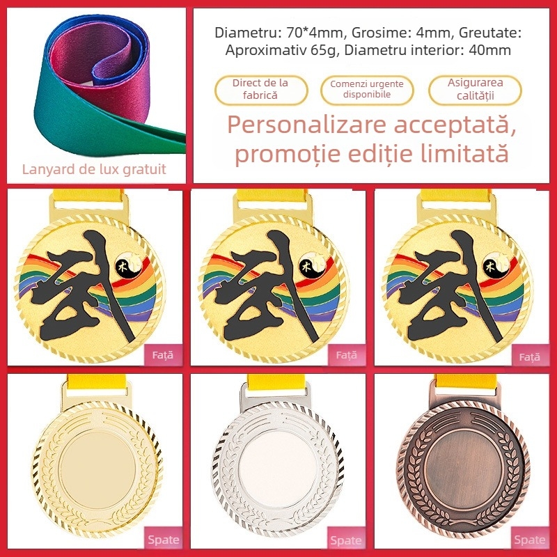 Medalii pentru evenimente sportive, personalizabile, aliaj de zinc, logo imprimat, greutate 30–70 g