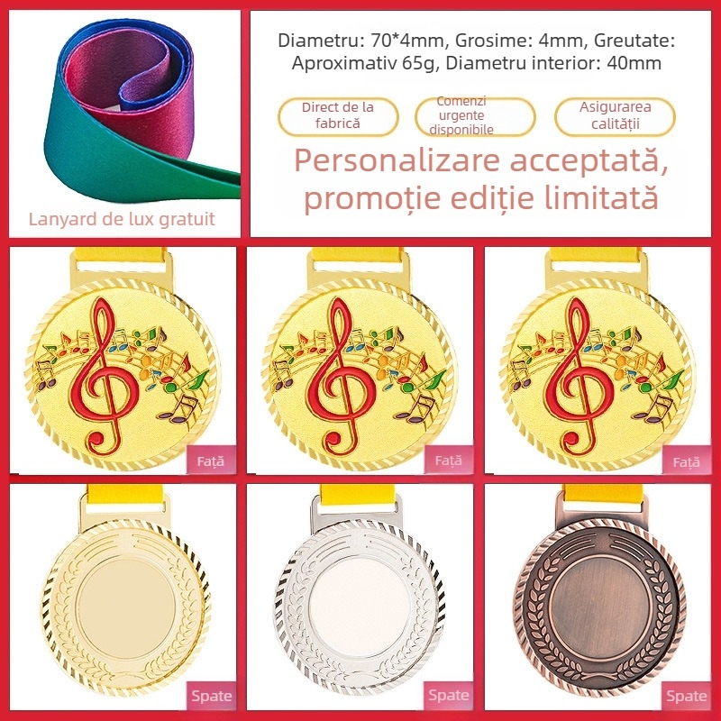 Medalii pentru evenimente sportive, personalizabile, aliaj de zinc, logo imprimat, greutate 30–70 g