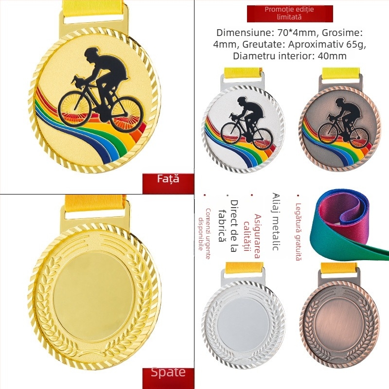 Medalii pentru evenimente sportive, personalizabile, aliaj de zinc, logo imprimat, greutate 30–70 g
