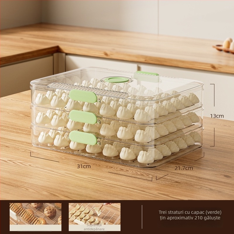 Cutie de depozitare pentru frigider – găluște și wontonuri – PET, Han zhibin, antiaderent, congelare rapidă