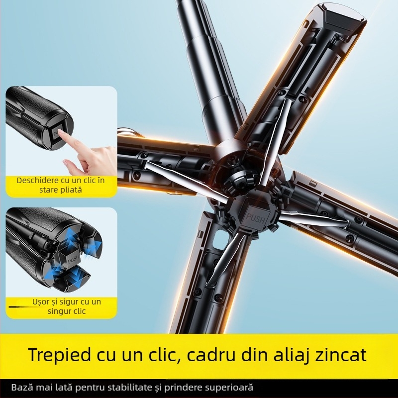 Stativ portabil pentru telefon P15MINI-C, din aliaj de aluminiu, compatibil universal, stabilizare a imaginii