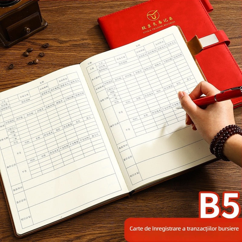 Carte de înregistrări - copertă din piele artificială, legare cu sârmă, Dowling hârtie, 80 g, 100–200 pagini