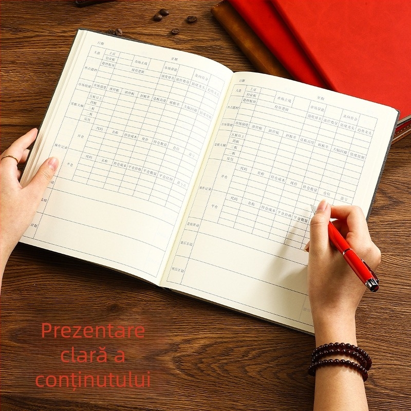 Carte de înregistrări - copertă din piele artificială, legare cu sârmă, Dowling hârtie, 80 g, 100–200 pagini