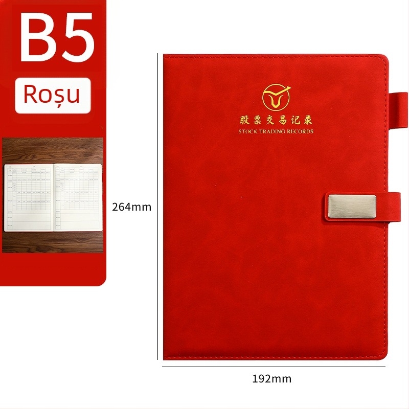 Carte de înregistrări - copertă din piele artificială, legare cu sârmă, Dowling hârtie, 80 g, 100–200 pagini