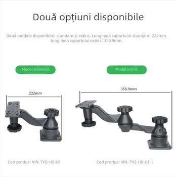 Suport pentru echipament de pescuit marin – aliaj de aluminiu marin, braț orizontal rotativ, compatibil Garmin/Lawrence