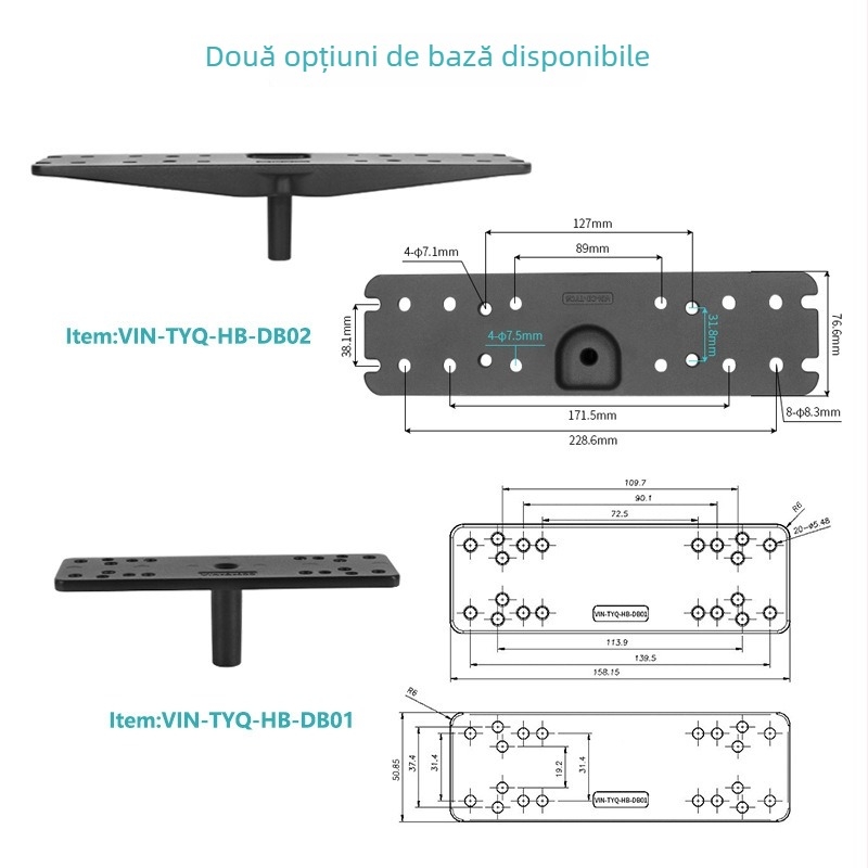 Suport pentru echipament de pescuit marin – aliaj de aluminiu marin, braț orizontal rotativ, compatibil Garmin/Lawrence