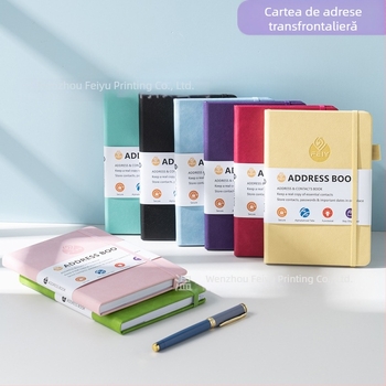 Feiyu caiet cu secțiuni pentru adrese și numere de telefon, copertă din piele sintetică, hârtie offset 100 g/m², 100–200 de pagini