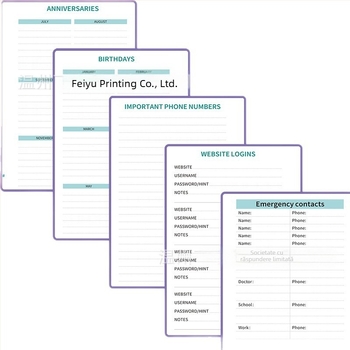 Feiyu caiet cu secțiuni pentru adrese și numere de telefon, copertă din piele sintetică, hârtie offset 100 g/m², 100–200 de pagini