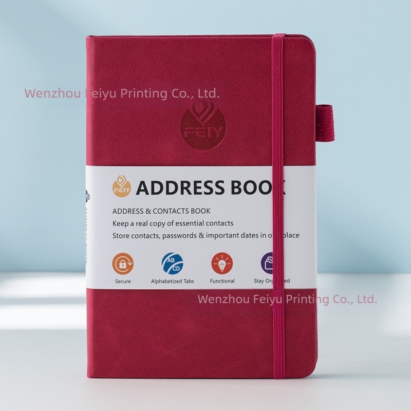 Feiyu caiet cu secțiuni pentru adrese și numere de telefon, copertă din piele sintetică, hârtie offset 100 g/m², 100–200 de pagini