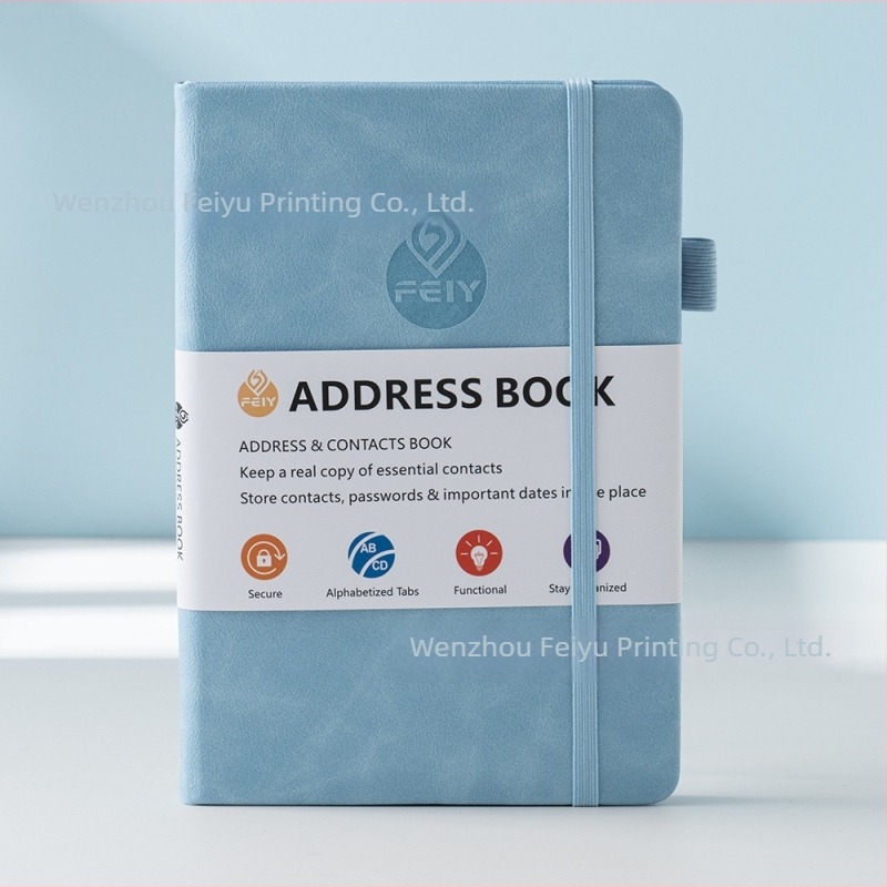 Feiyu caiet cu secțiuni pentru adrese și numere de telefon, copertă din piele sintetică, hârtie offset 100 g/m², 100–200 de pagini
