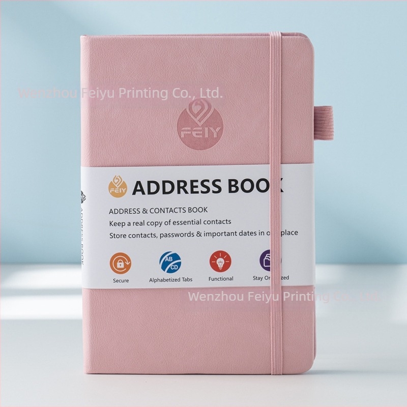 Feiyu caiet cu secțiuni pentru adrese și numere de telefon, copertă din piele sintetică, hârtie offset 100 g/m², 100–200 de pagini