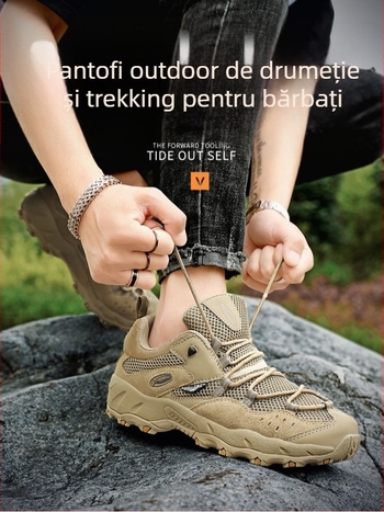 Pantofi de drumeție, partea superioară din piele și plasă, talpă intermediară Phylon, talpă din cauciuc rezistentă la uzură, gleznă joasă, respirabili pentru toate anotimpurile