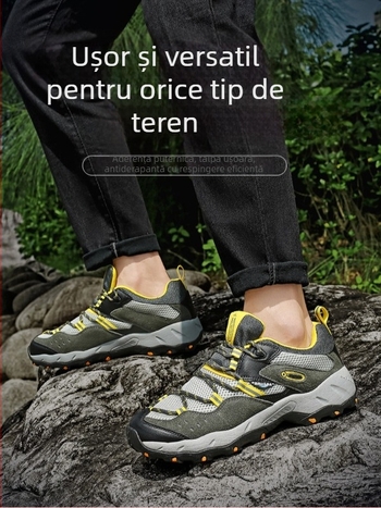 Pantofi de drumeție, partea superioară din piele și plasă, talpă intermediară Phylon, talpă din cauciuc rezistentă la uzură, gleznă joasă, respirabili pentru toate anotimpurile