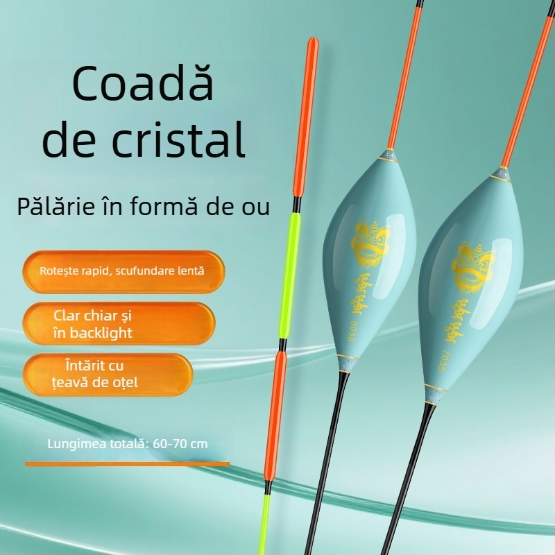 Fisher Plută de pescuit, înaltă sensibilitate, coadă de cristal, formă ou porumbel, pentru mușcături ușoare și pești mari