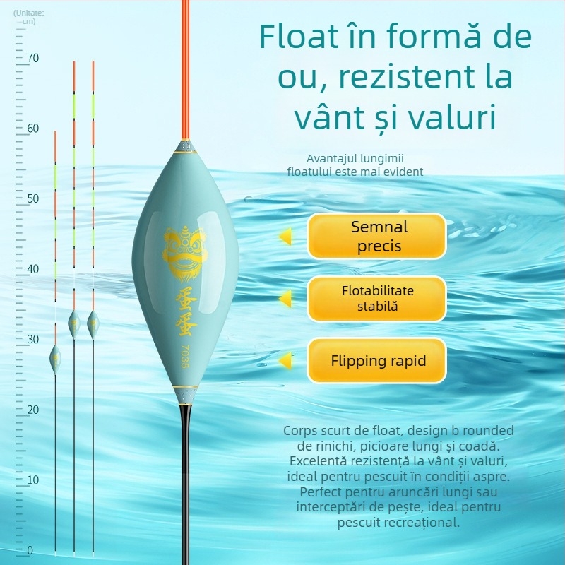 Fisher Plută de pescuit, înaltă sensibilitate, coadă de cristal, formă ou porumbel, pentru mușcături ușoare și pești mari
