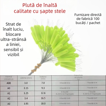 Plută de pescuit cu șapte stele - formă cilindrică ovoidă, design aerodinamic, plastic