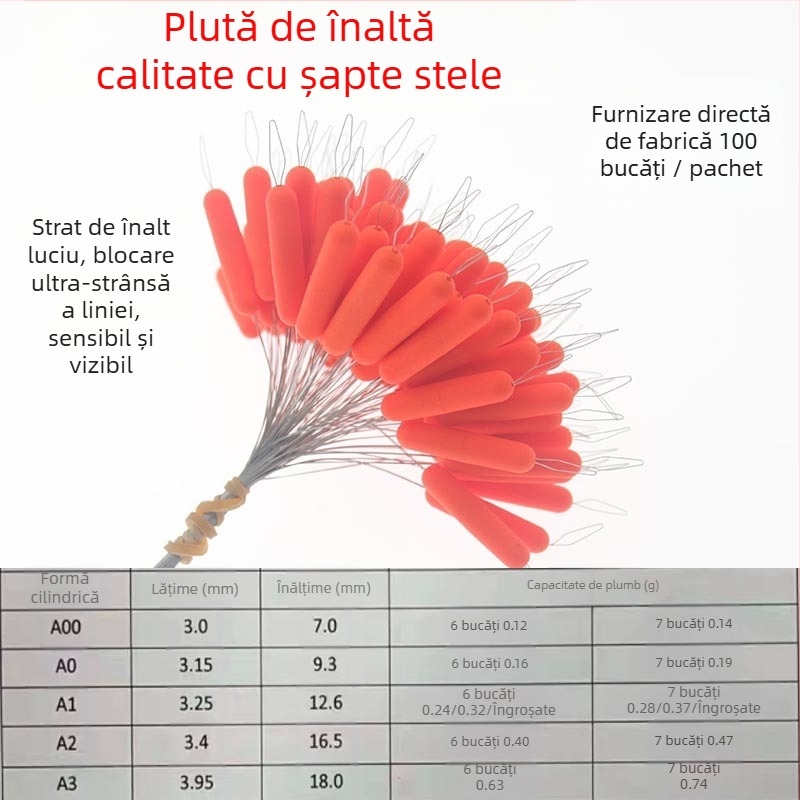 Plută de pescuit cu șapte stele - formă cilindrică ovoidă, design aerodinamic, plastic